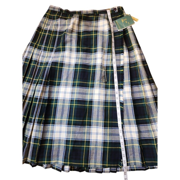 Quissett Cove Tartan Pleated Midi Kilt Mens 16 Wool Green Cosplay Plaid Wrap - Picture 6 of 6
